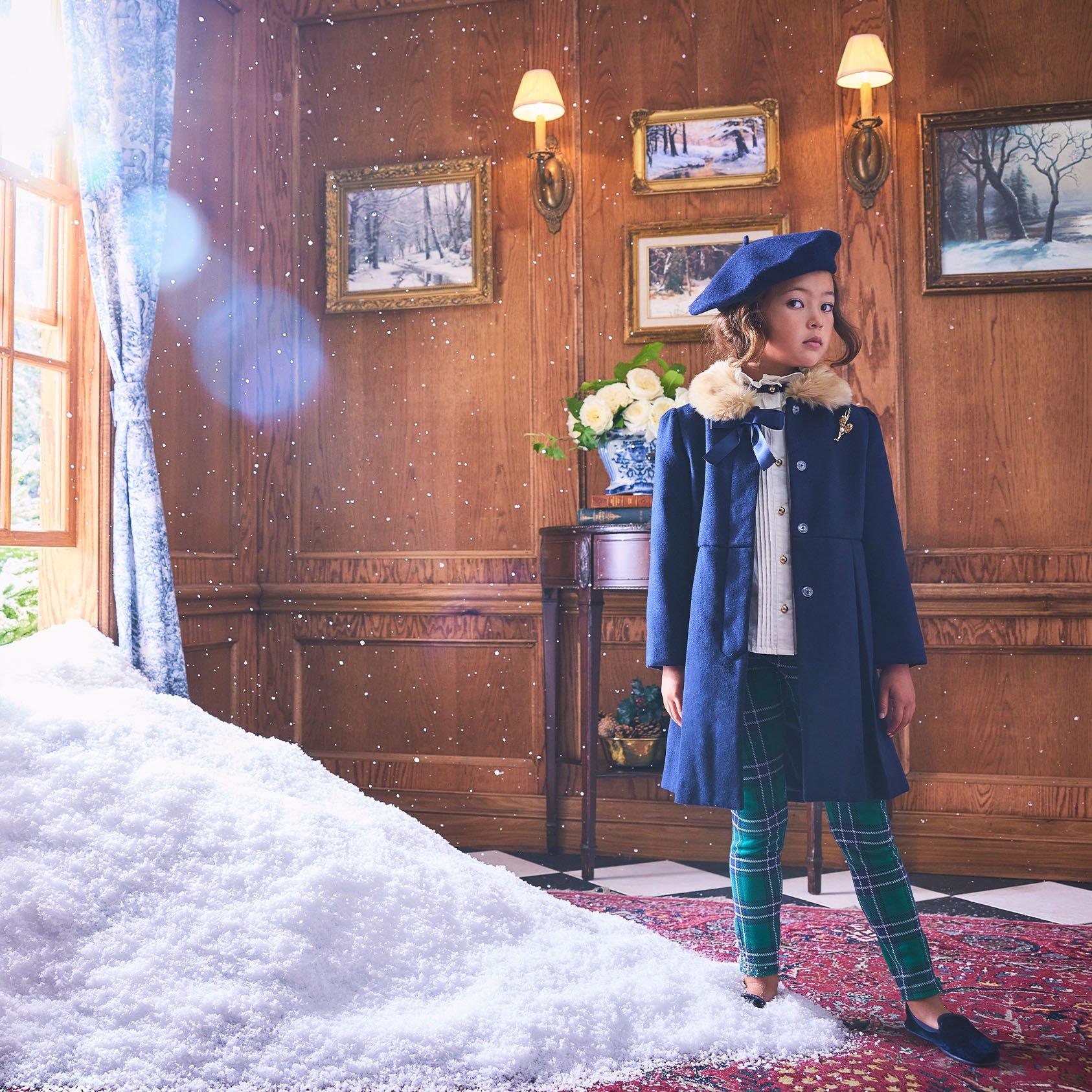 Girl Dark Marine Faux Fur Collar Coat by Janie and Jack