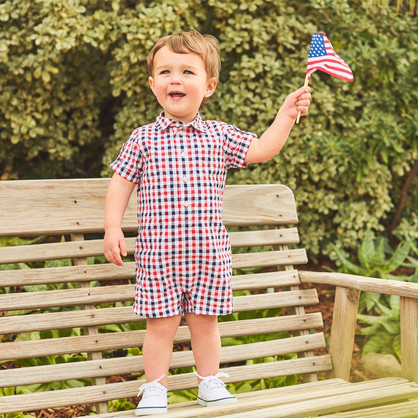 Gingham baby romper online