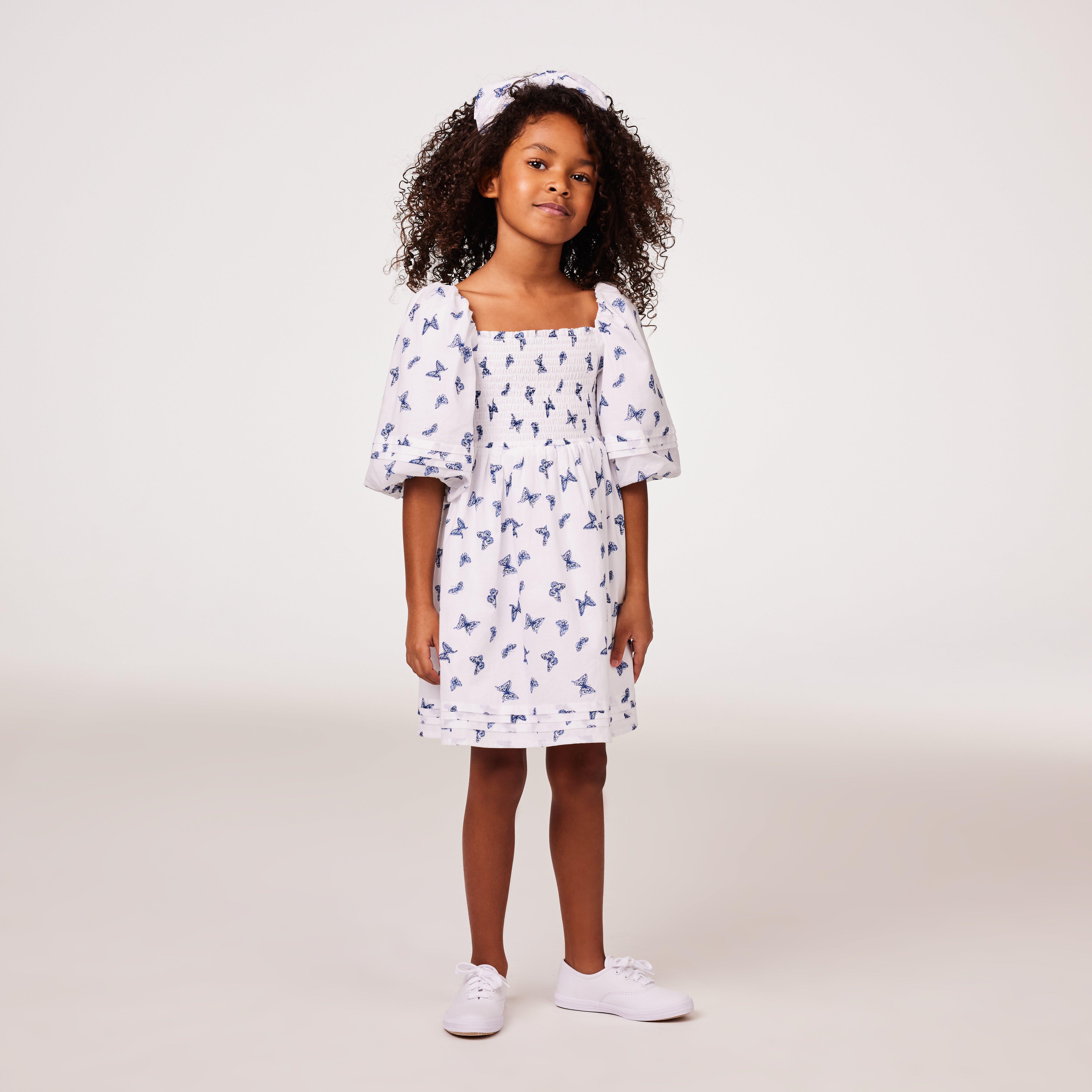 The Natalie Butterfly Smocked Bubble Sleeve Dress