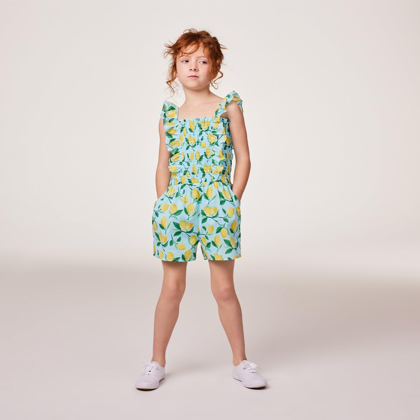 Lemon Smocked Romper image number 0