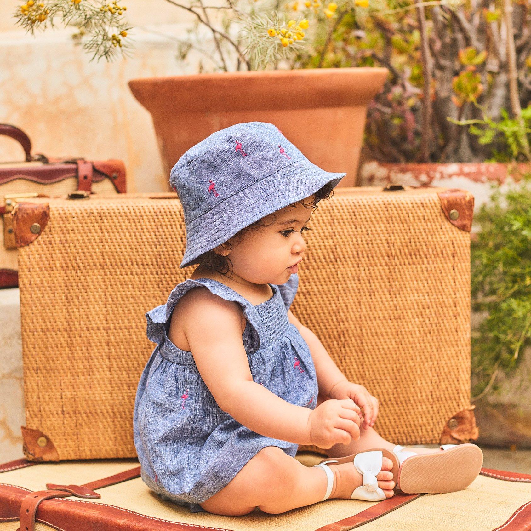 Baby Embroidered Flamingo Romper image number 1