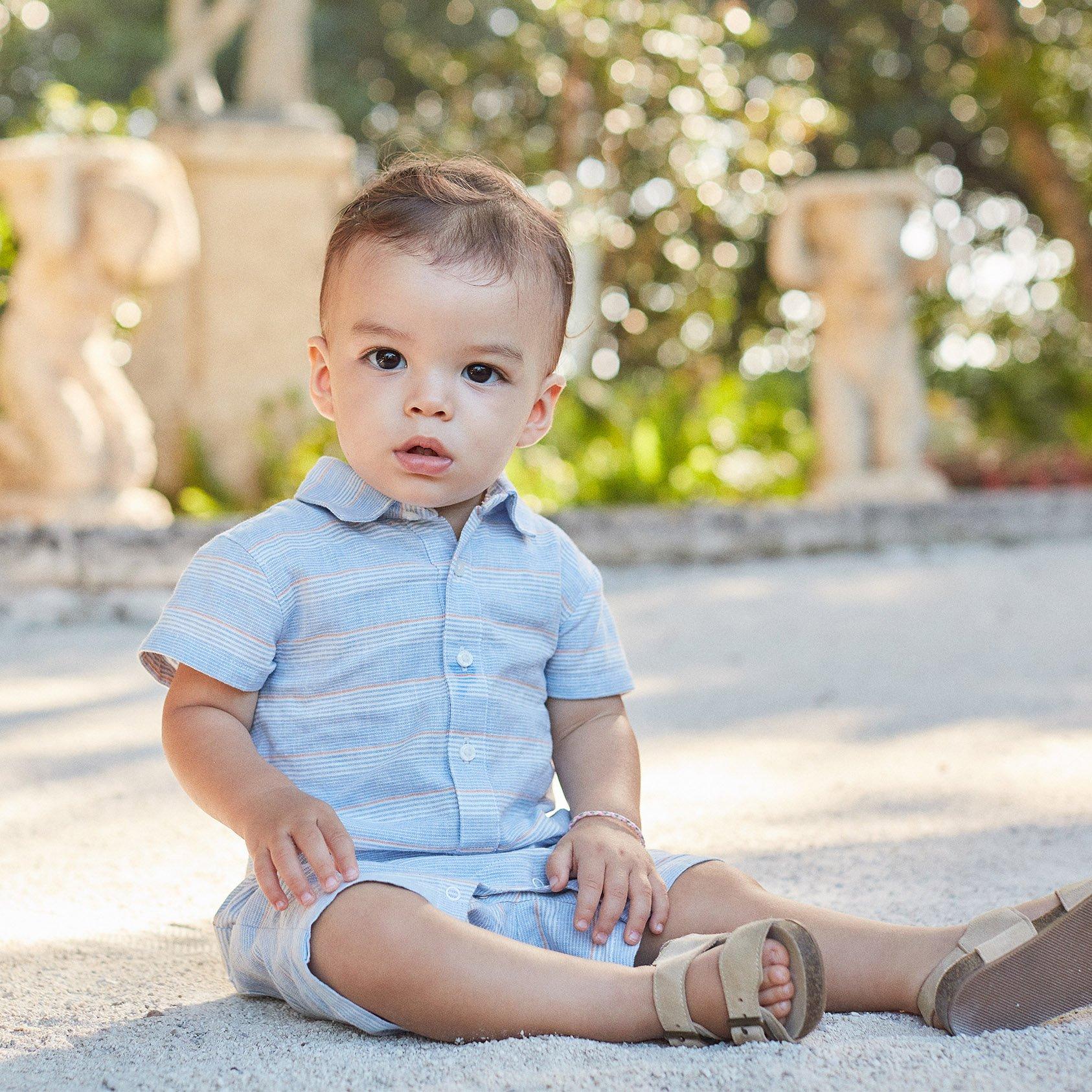 Baby Boy/Girl 95% Cotton Short-sleeve Faux-two Striped Romper