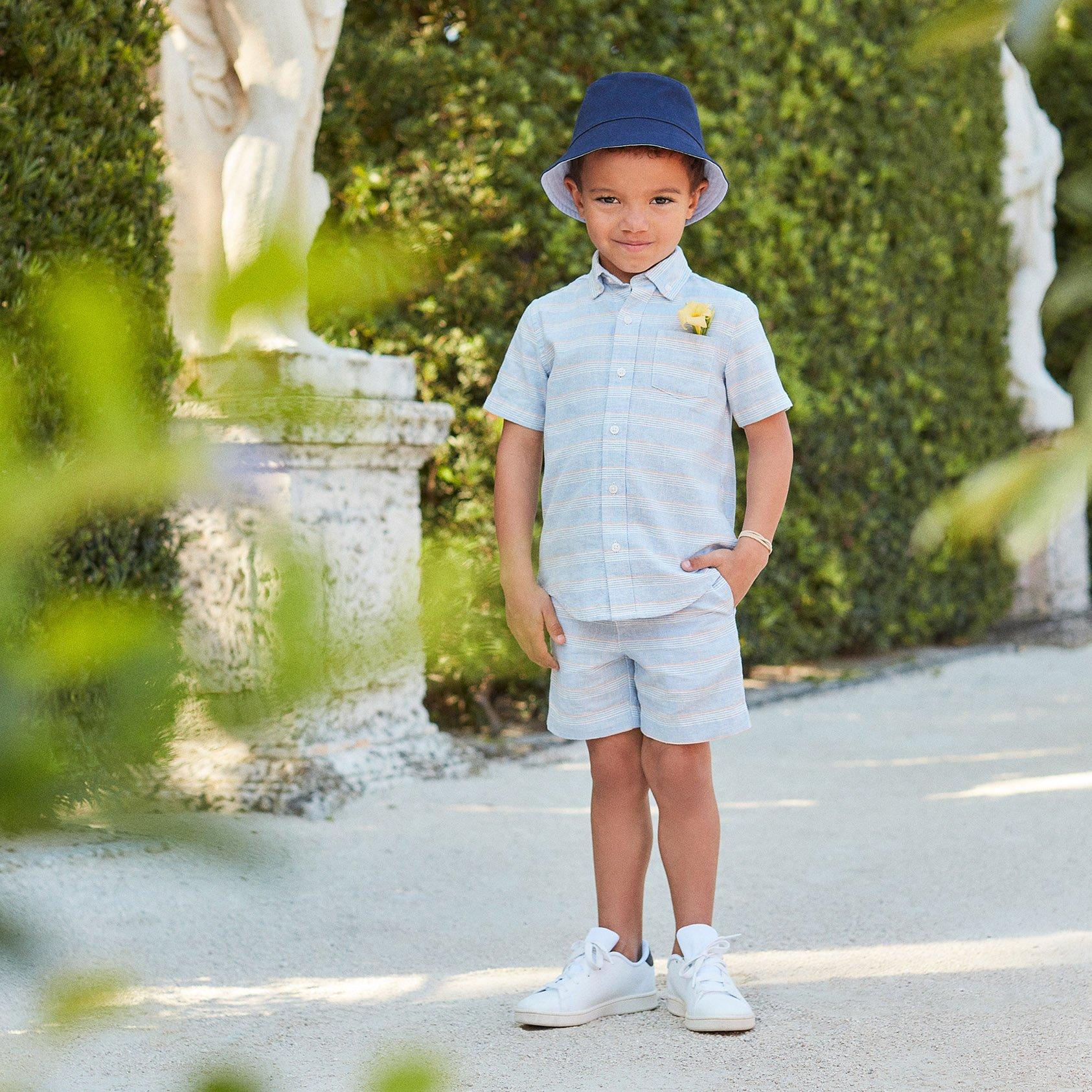 The Striped Linen-Cotton Pull-On Short image number 1