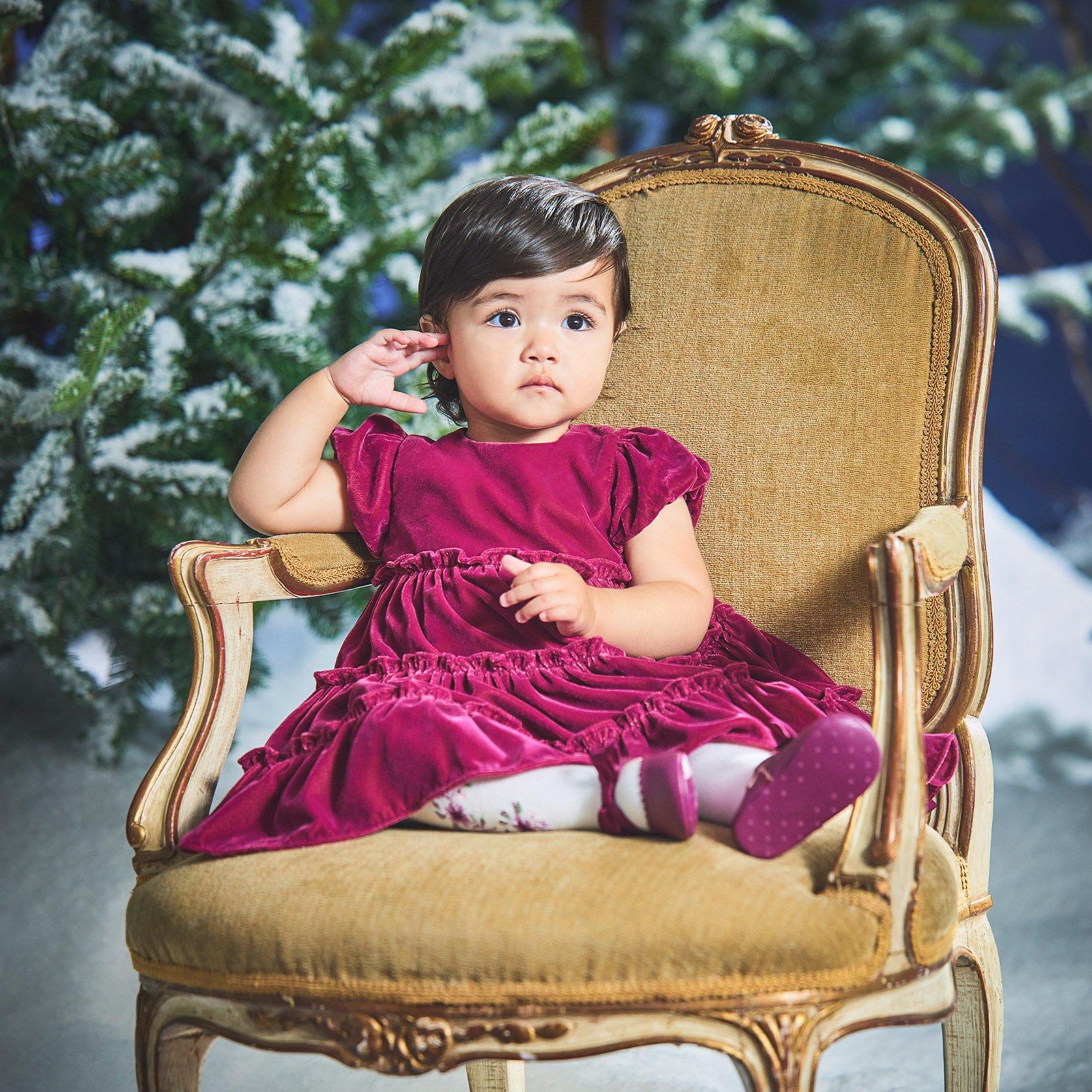 Baby Tiered Velvet Dress image number 1