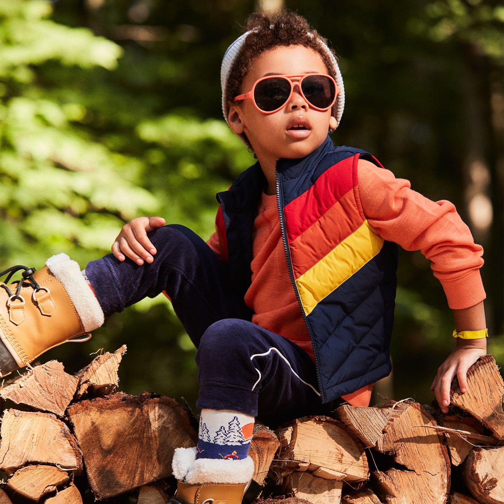 Boy Connor Navy Striped Puffer Vest by Janie and Jack