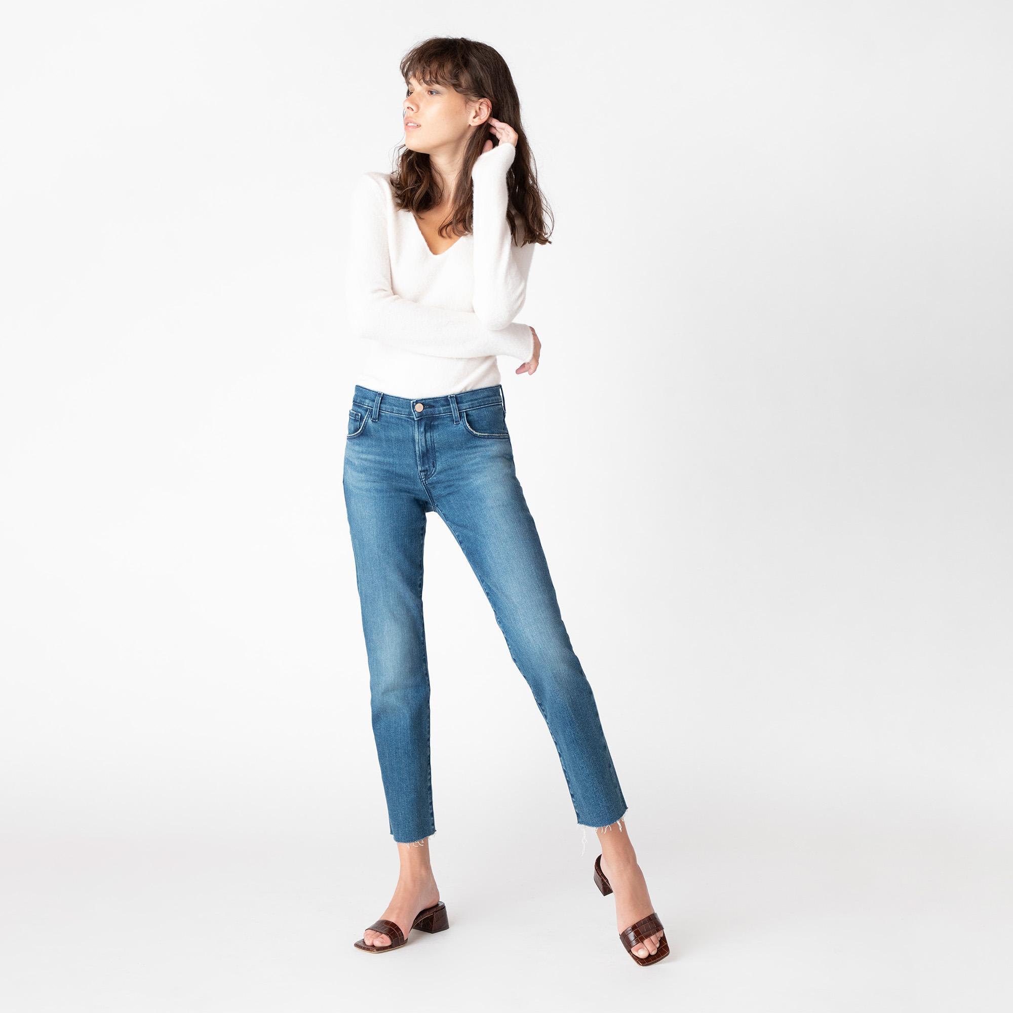 ripped blue denim skirt