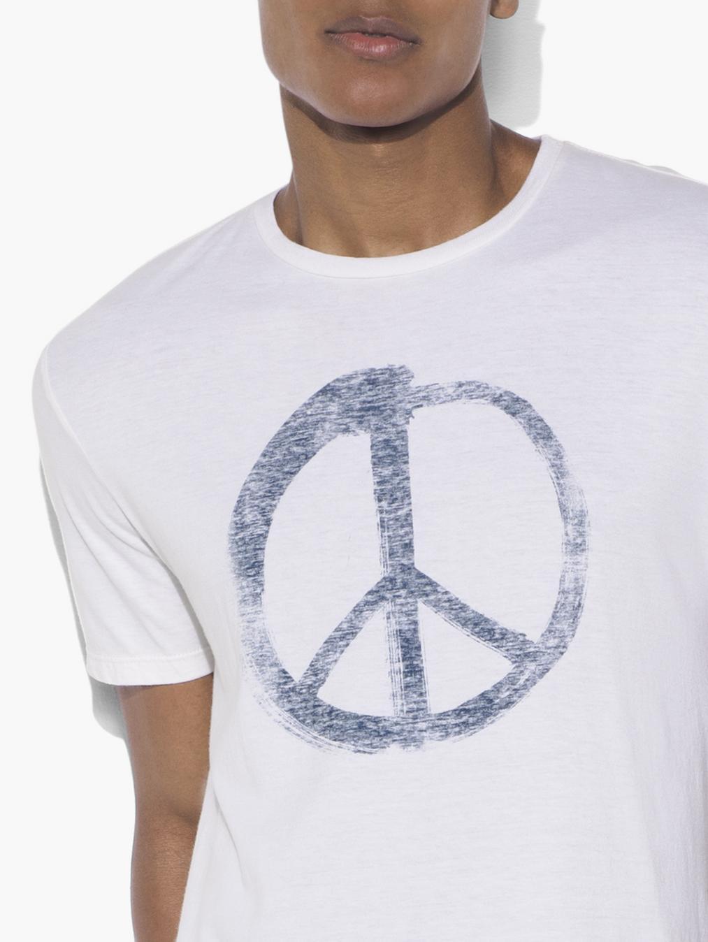 John Varvatos Star USA Men's Peace Sign Symbol Stars Applique Crew T-Shirt Olive 