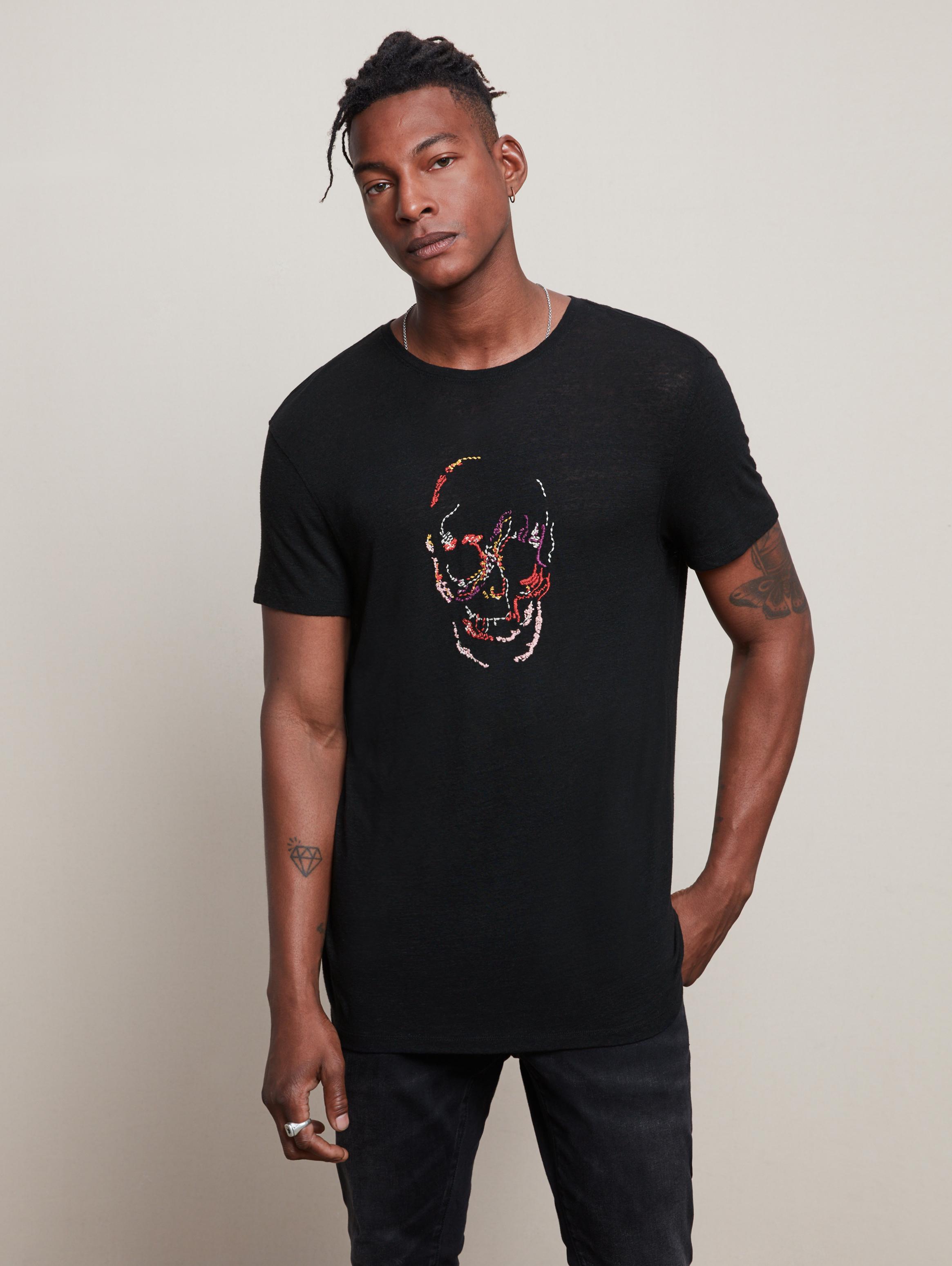 SS CREW TEE - ARTISANAL SKULL EMBROIDERY - John Varvatos