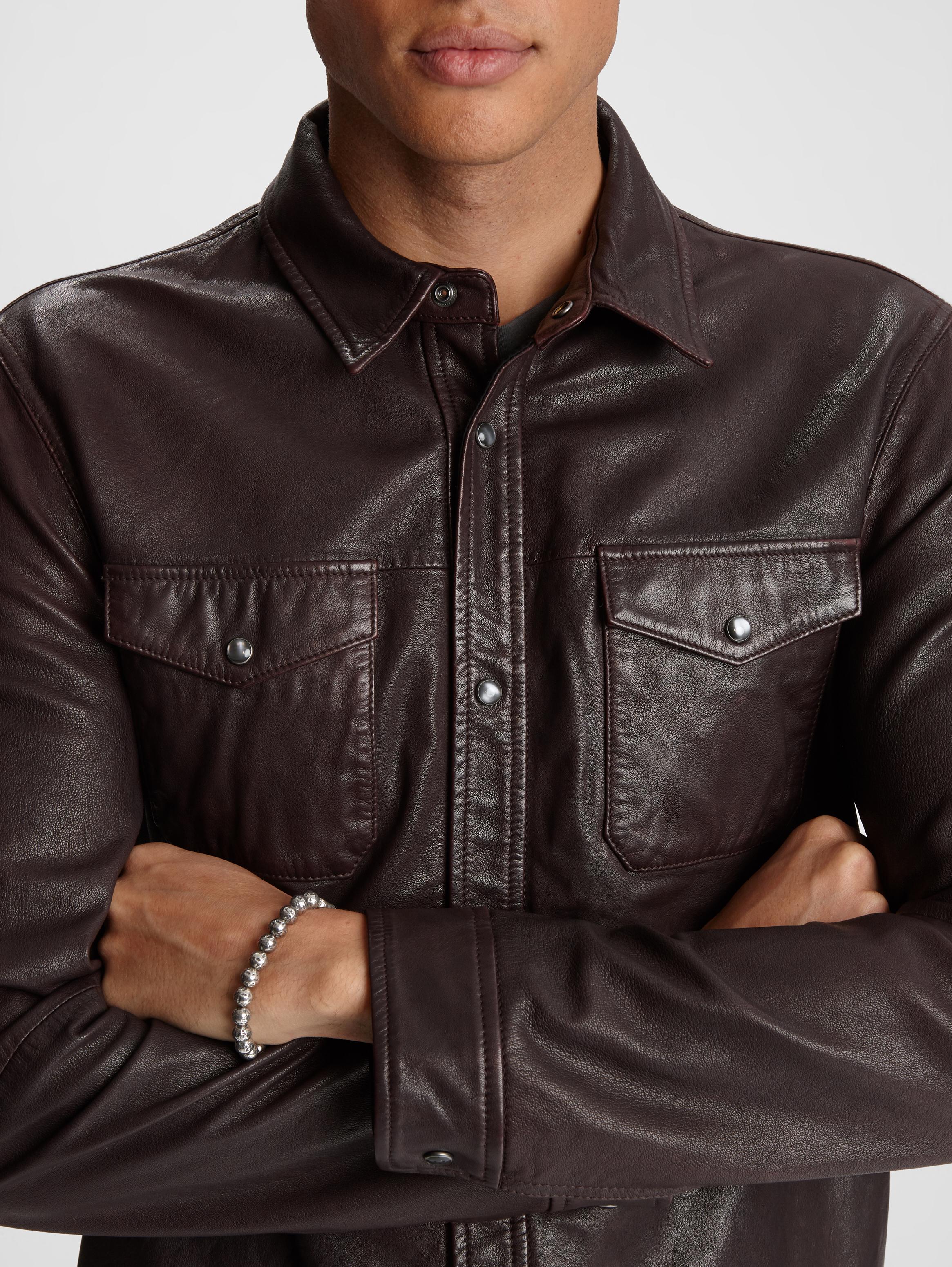 john varvatos leather shirt