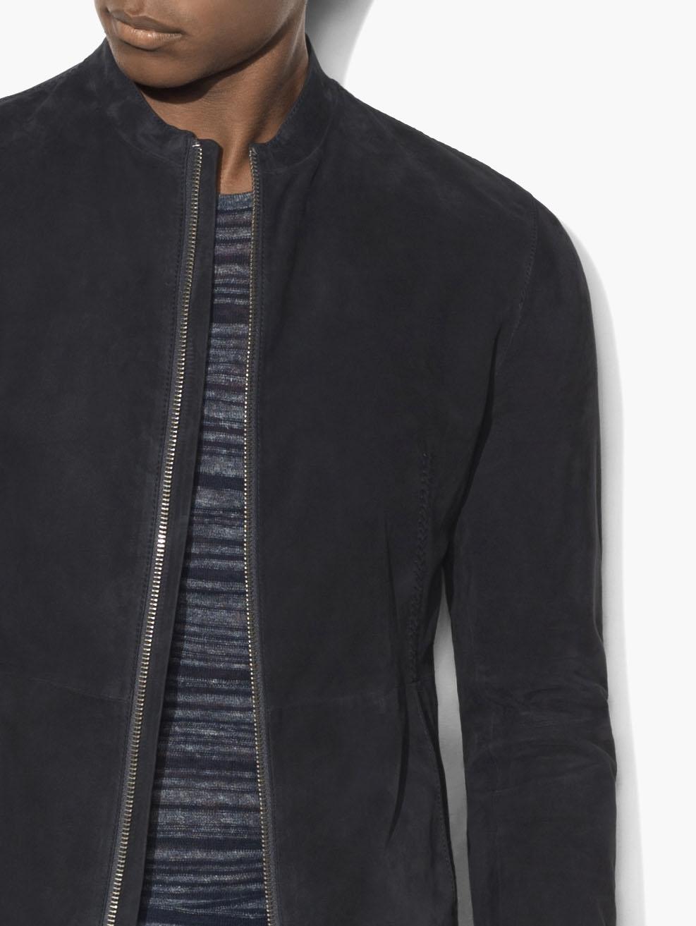 One Jacket, Two Spies – The John Varvatos Suede Racer Jacket