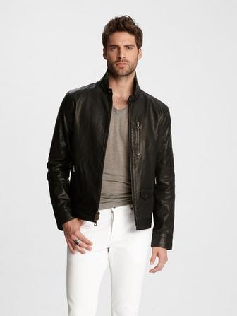 Wire Collar Leather Jacket