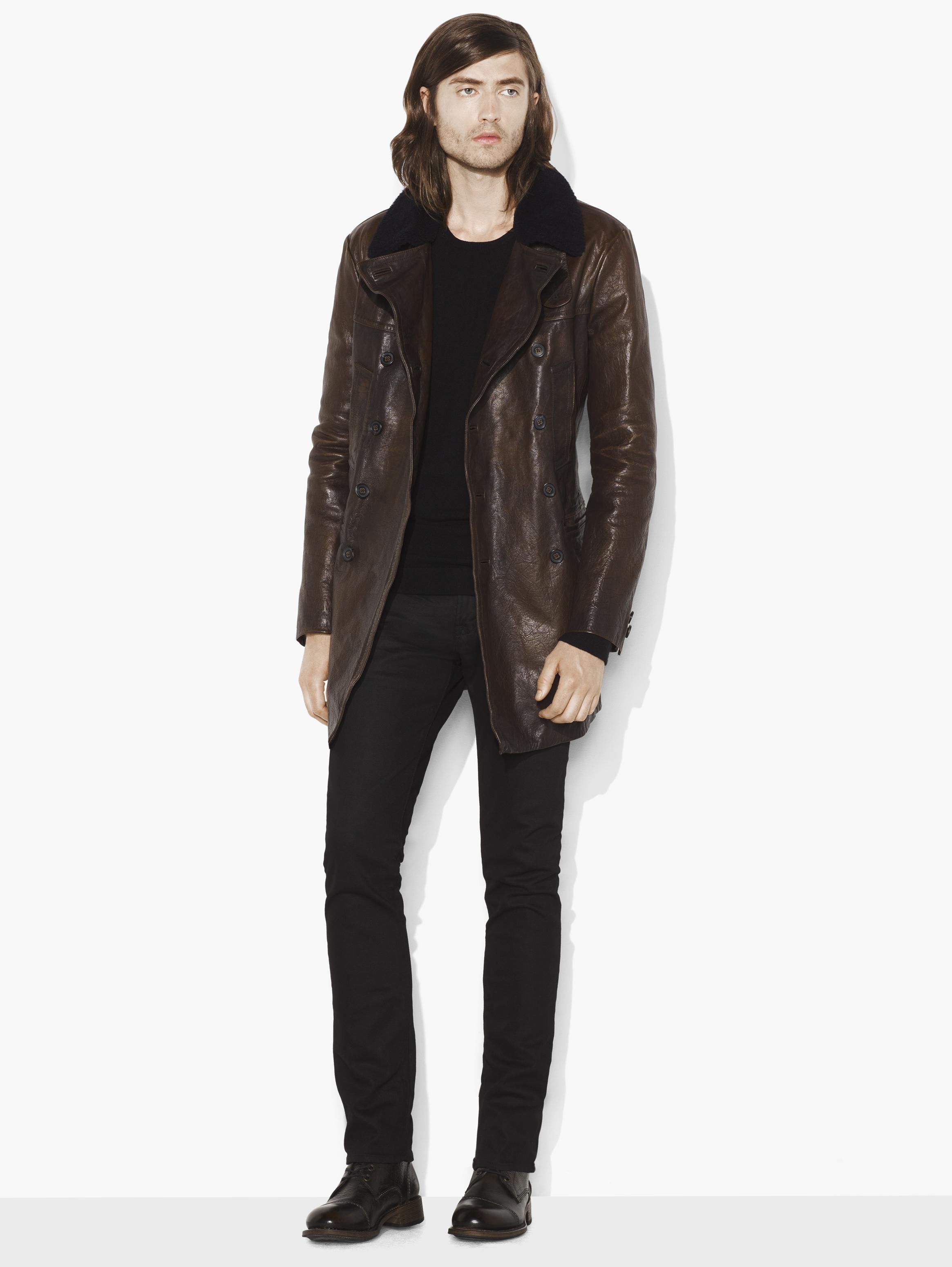 Double Breasted Leather Coat - John Varvatos