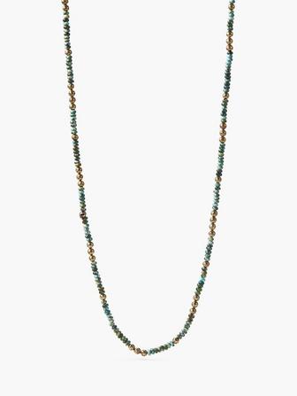 Beaded Turquoise & Brass Necklace