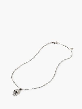 Silver Distressed Skull Necklace