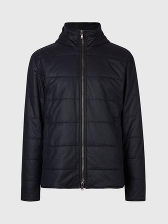 QUILTED PUFFER DOUBLE COLLAR HOODIE