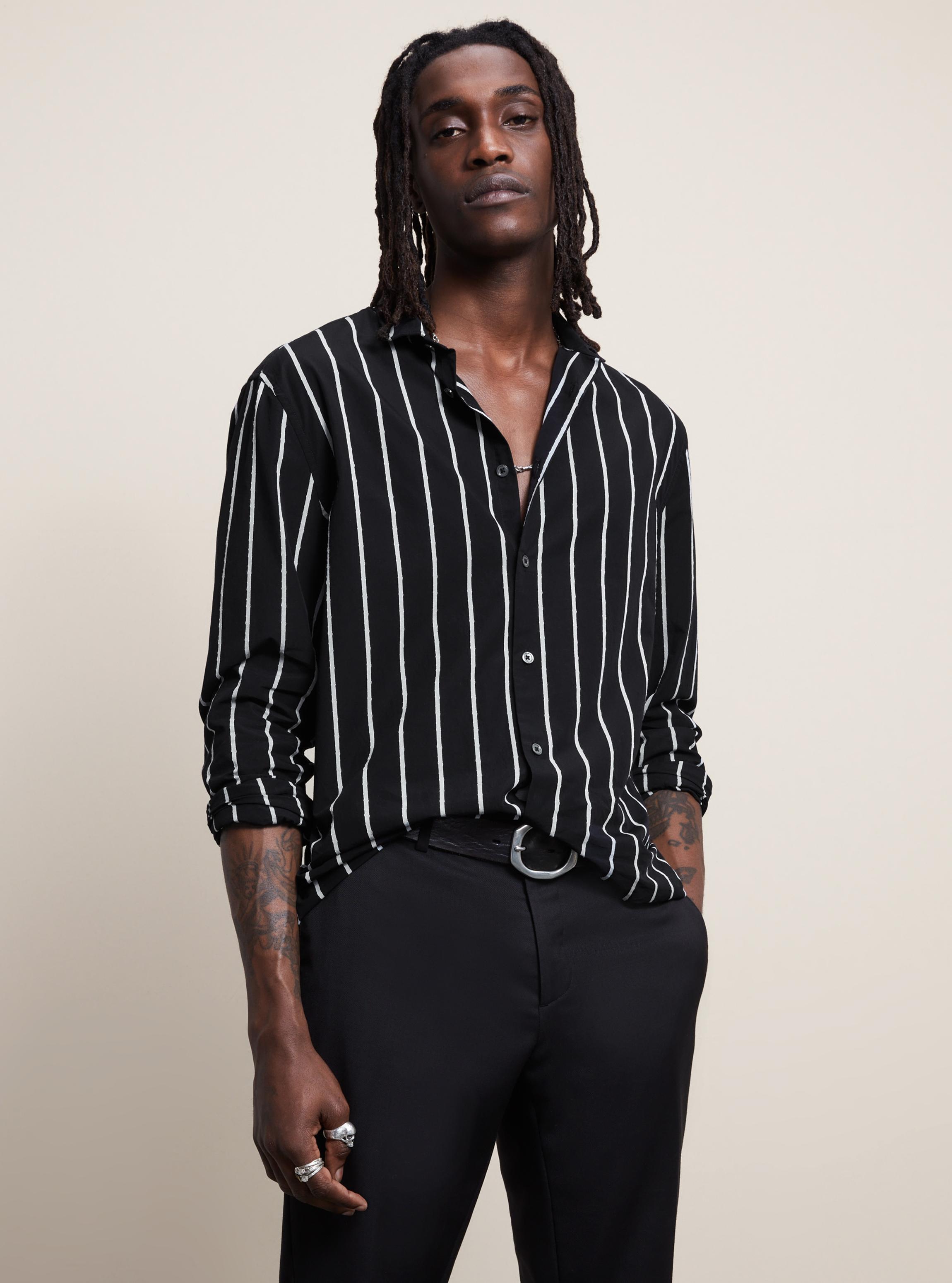 pinstripe shirt black