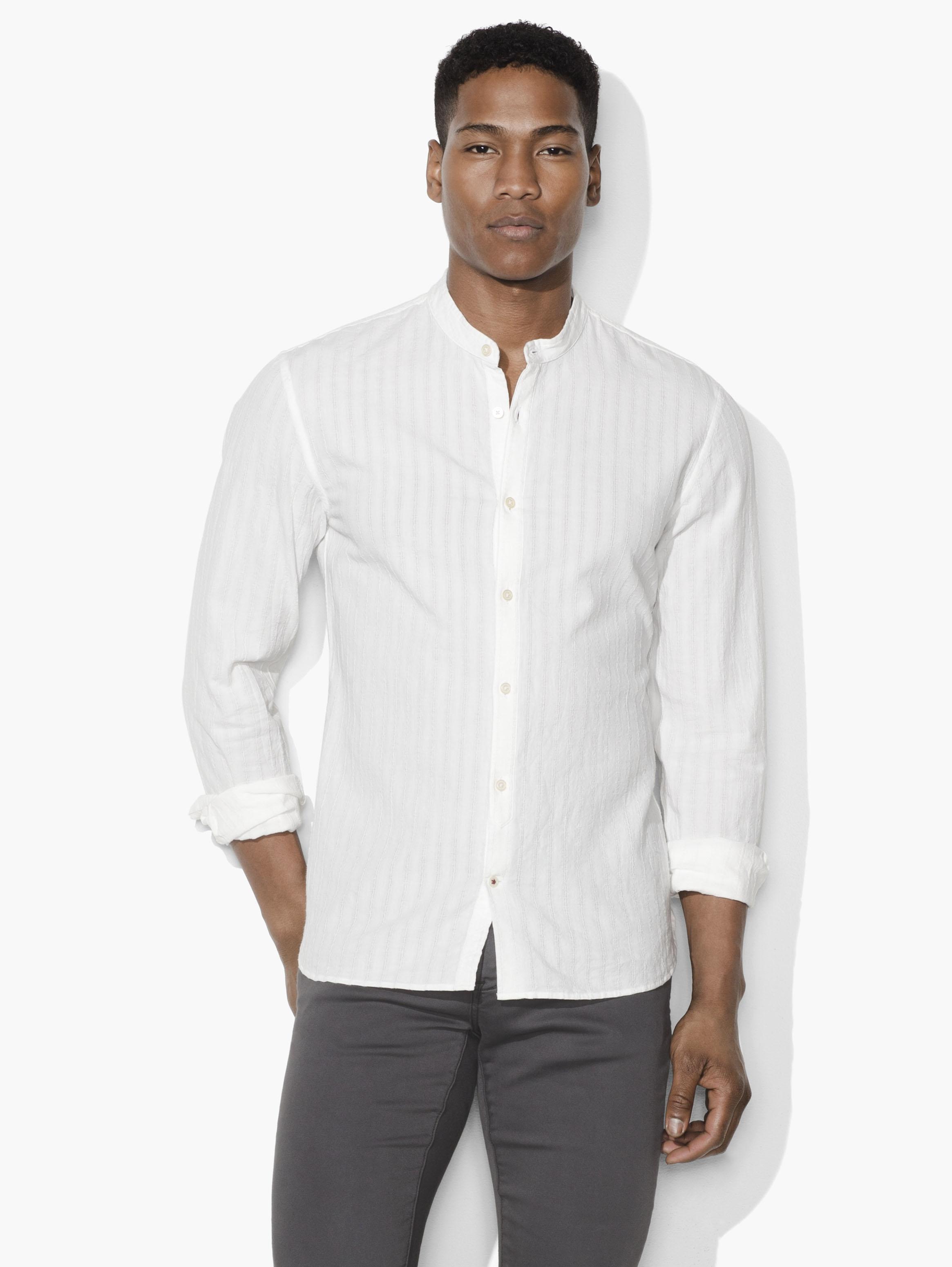 TEXTURED BAND-COLLAR SHIRT - John Varvatos