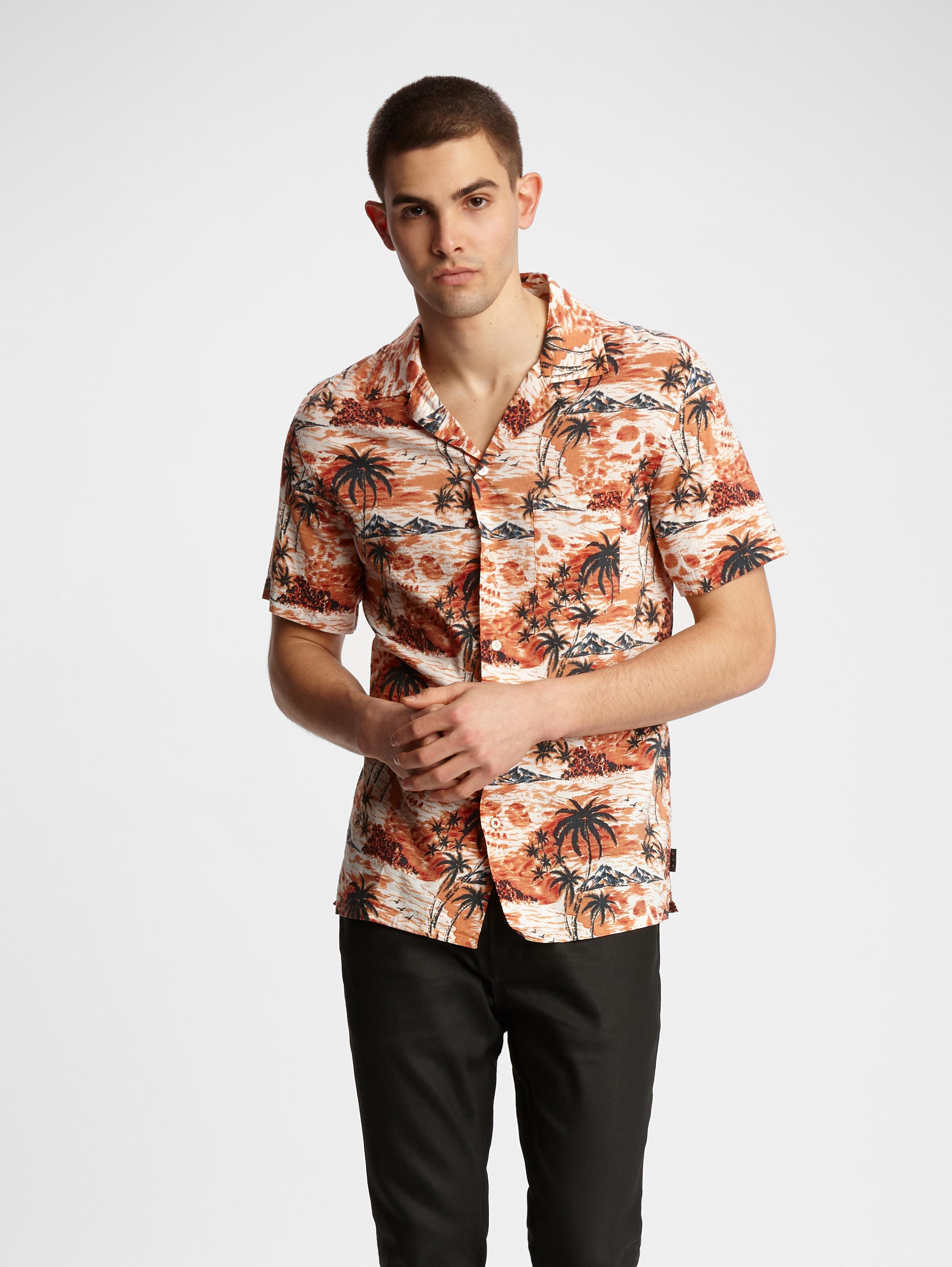 SKIP SS CAMP COLLAR SHIRT-ISLAND SKULL PRINT - John Varvatos