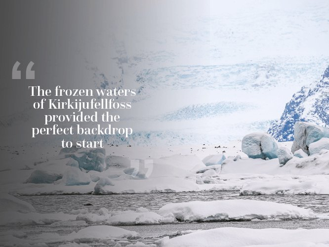 View Over Frozen Lake with Icebergs