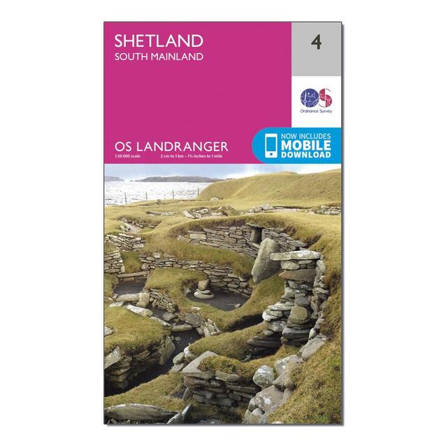 Pink Ordnance Survey Landranger 4 Shetland South Mainland Map With Digital Version image 1