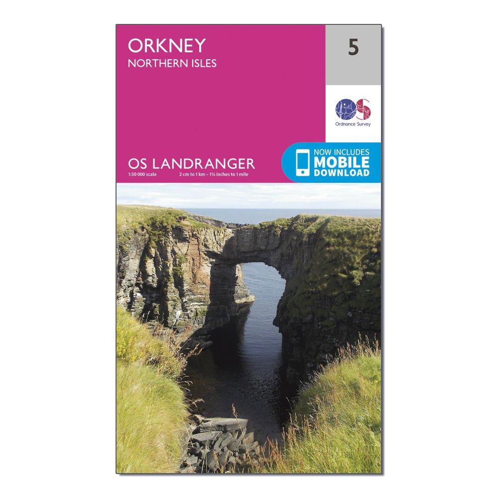 Image of Ordnance Survey Landranger 5 Orkney Northern Isles Map With Digital Version - Pink, Pink