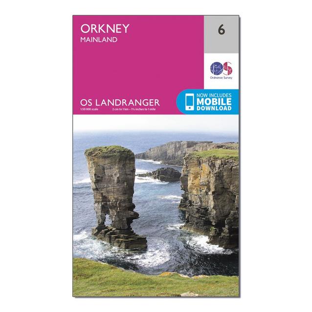 Pink Ordnance Survey Landranger 6 Orkney  Mainland Map With Digital Version image 1