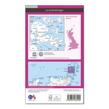 Pink Ordnance Survey Landranger 6 Orkney  Mainland Map With Digital Version