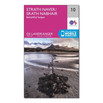 Pink Ordnance Survey Landranger 10 Strathnaver, Bettyhill & Tongue Map With Digital Version