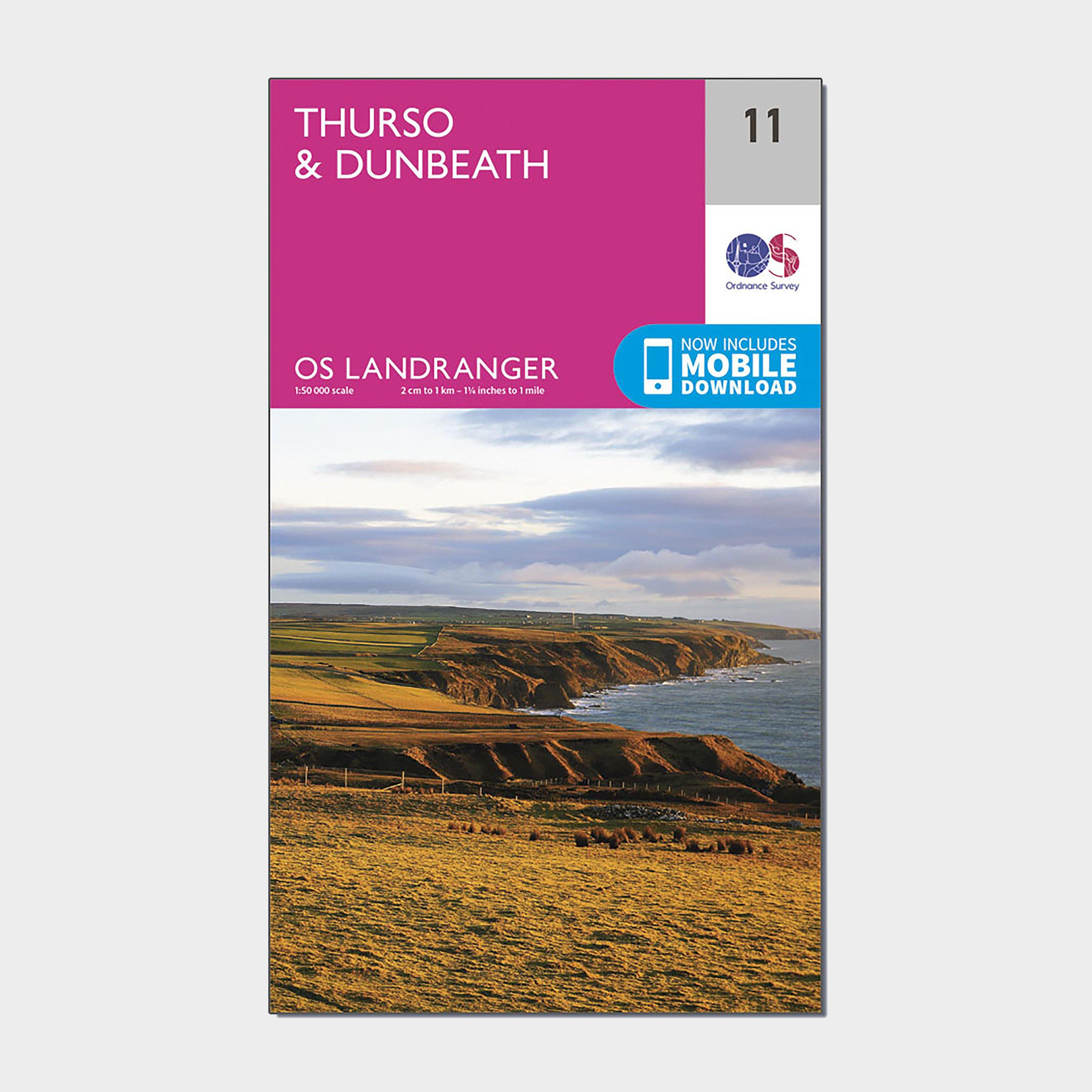 Image of Ordnance Survey Landranger 11 Thurso & Dunbeath Map With Digital Version - Pink, Pink