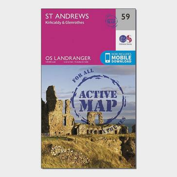Pink Ordnance Survey Landranger Active 59 St Andrews, Kirkcaldy & Glenrothes Map With Digital Version