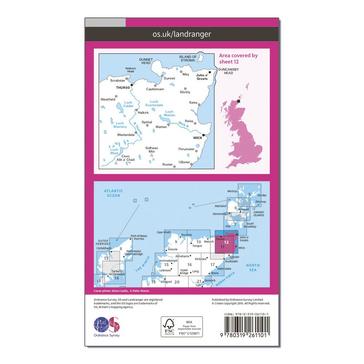 Pink Ordnance Survey Landranger 12 Thurso & Wick, John O'Groats Map With Digital Version