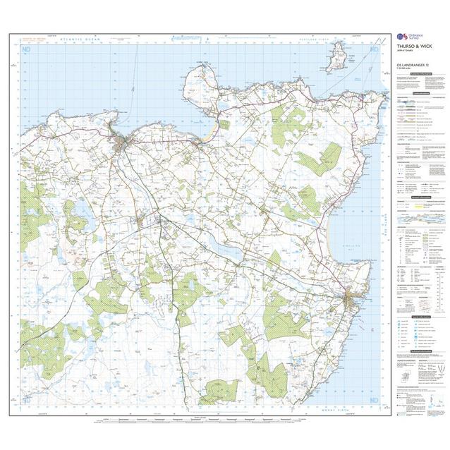 Ordnance Survey Landranger 12 Thurso & Wick, John O'Groats Map With ...
