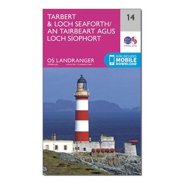 Pink Ordnance Survey Landranger 14 Tarbert & Loch Seaforth Map