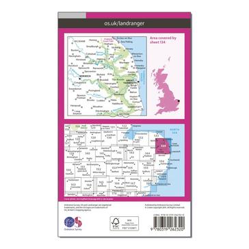 Pink Ordnance Survey Landranger 134 Norwich & The Broads, Great Yarmouth Map With Digital Version