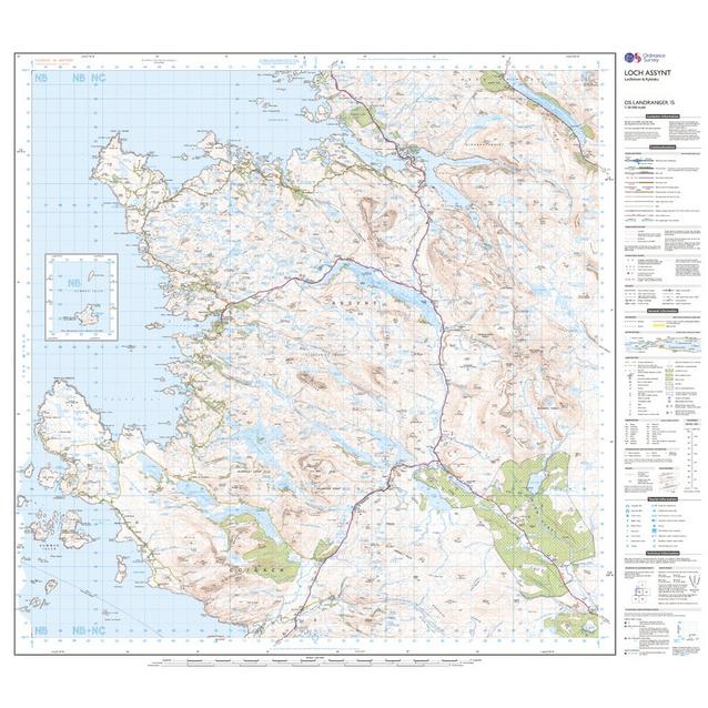 Ordnance Survey Landranger 15 Loch Assynt, Lochinvar & Kylesku Map With