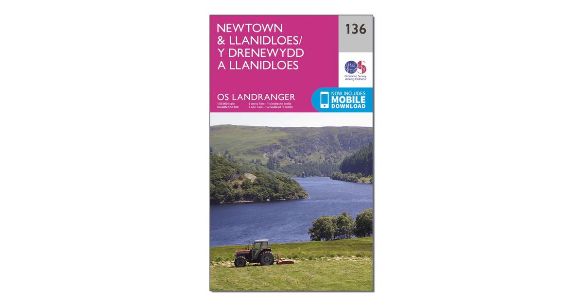 Ordnance Survey Landranger 136 Newtown & Llanidloes Map With Digital