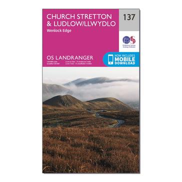 Pink Ordnance Survey OS Landranger 137 Ludlow & Church Stretton, Wenlock Edge Map