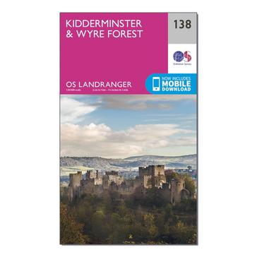 Pink Ordnance Survey Landranger 138 Kidderminster & Wyre Forest Map With Digital Version