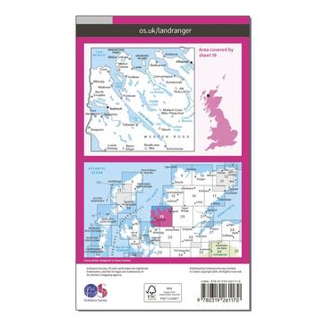 Pink Ordnance Survey Landranger 19 Gairloch & Ullapool, Loch Maree Map With Digital Version