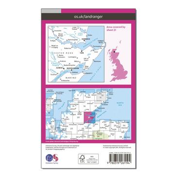 Pink Ordnance Survey Landranger 21 Dornoch & Alness, Invergordon & Tain Map With Digital Version