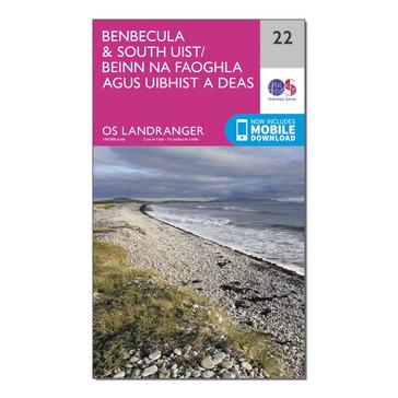 Pink Ordnance Survey Landranger 22 Benbecula & South Uist Map With Digital Version
