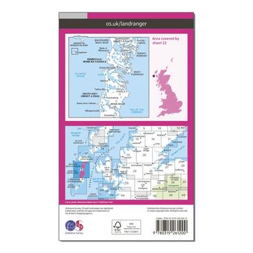 Pink Ordnance Survey Landranger 22 Benbecula & South Uist Map With Digital Version