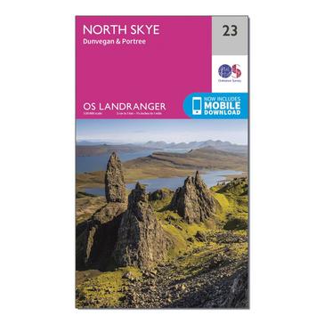 Pink Ordnance Survey Landranger 23 North Skye, Dunvegan & Portree Map With Digital Version