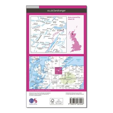 Pink Ordnance Survey Landranger 26 Inverness & Loch Ness, Strathglass Map With Digital Version