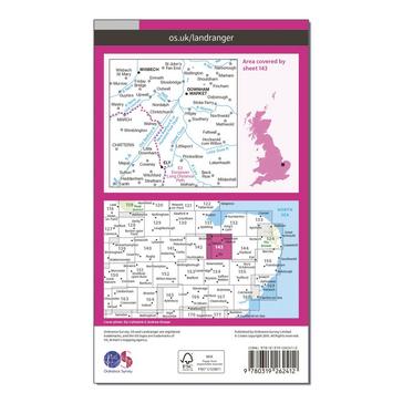 Pink Ordnance Survey Landranger 143 Ely & Wisbech, Downham Market Map With Digital Version