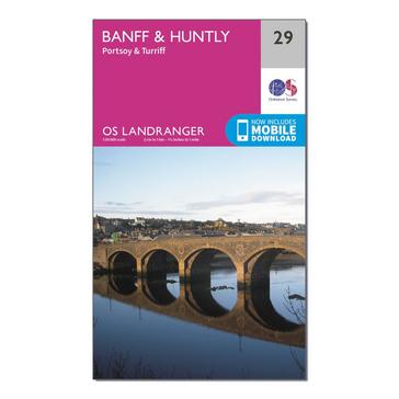 Pink Ordnance Survey Landranger 29 Banff & Huntly, Portsoy & Turriff Map With Digital Version
