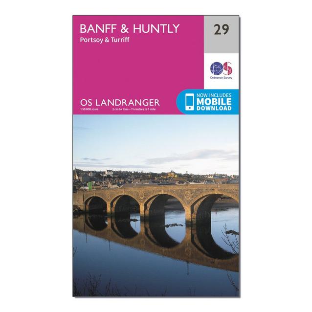 Pink Ordnance Survey Landranger 29 Banff & Huntly, Portsoy & Turriff Map With Digital Version image 1