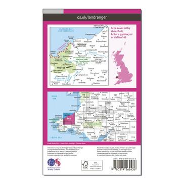 Pink Ordnance Survey Landranger 145 Cardigan & Mynydd Preseli Map With Digital Version
