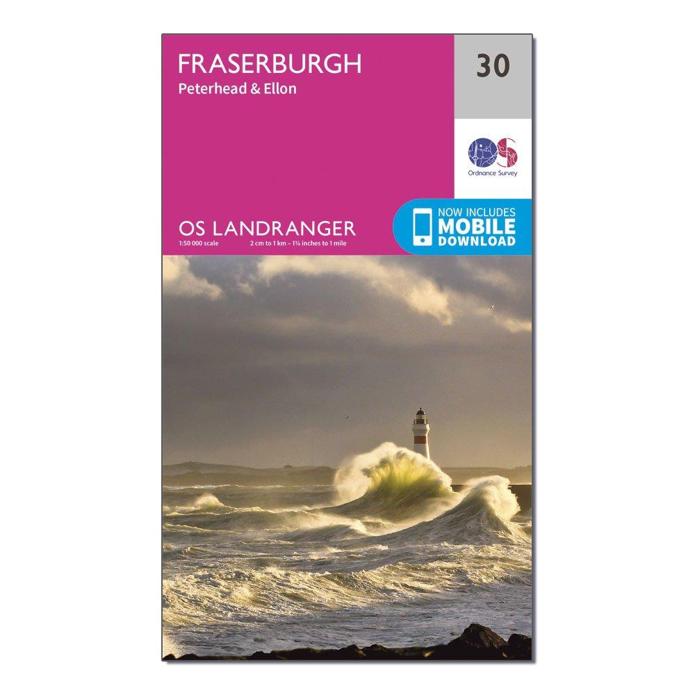 Image of Ordnance Survey Landranger 30 Fraserburgh, Peterhead & Ellon Map With Digital Version - Pink, Pink