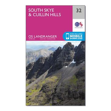 Pink Ordnance Survey Landranger 32 South Skye & Cuillin Hills Map With Digital Version
